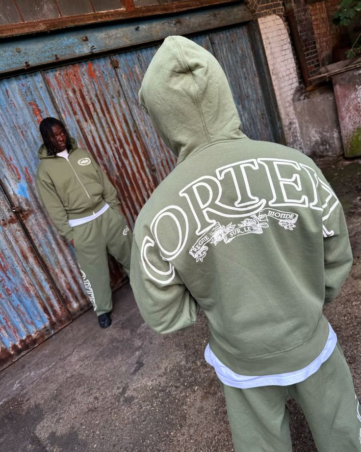 Corteiz olive hoodie and sweatpants set